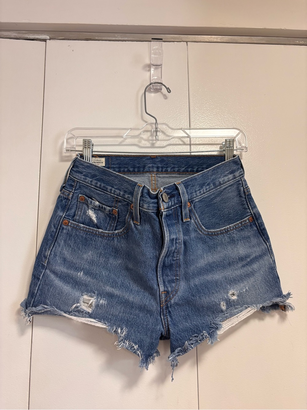 Classic Distressed Blue Denim Women’s Shorts